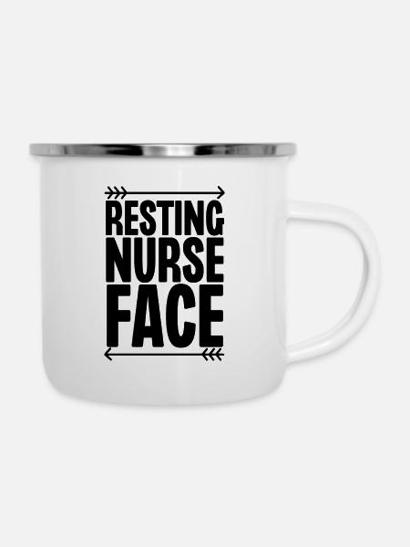 Ruhekranken-Gesicht - Emaille-Tasse - Weiß