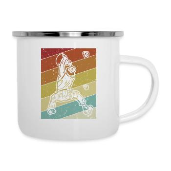 Bouldern Speedklettern Sportklettern Kraxler - Emaille-Tasse - Weiß - Rechts