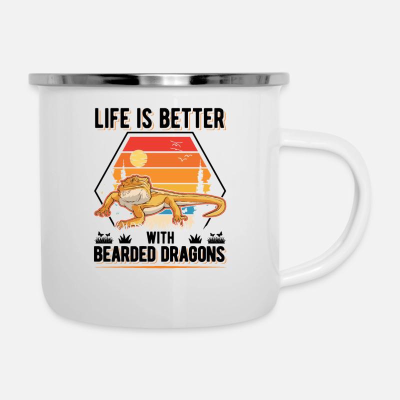 La vie est meilleure avec Bearded Dragons Bartagame - Tasse émaillée - blanc