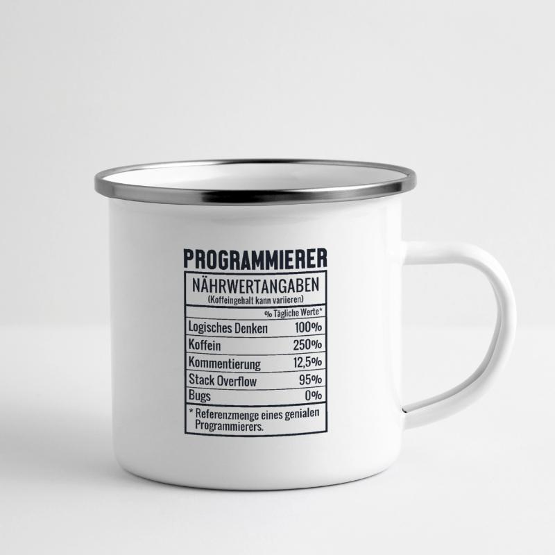 Programmierer Nährwertangaben Developer Coder Emaille-Tasse