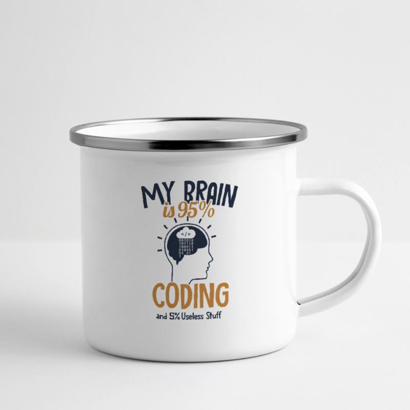 My Brain is 95% Coding Softwareingenieur Coder Emaille-Tasse