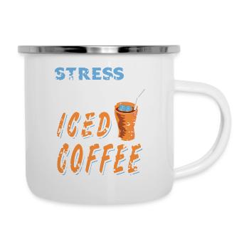 Le stress est causé par un manque de café glacé - Tasse émaillée - blanc - Droite