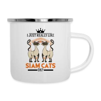 Siamkatze Geschenk Siam Cat Siamesische Katze - Emaille-Tasse - Weiß - Rechts