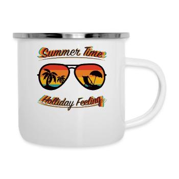 Summer Time - Holiday Feeling - Emaille-Tasse - Weiß - Rechts