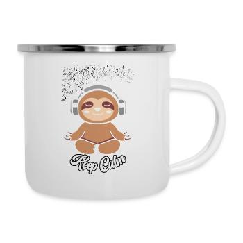 Chilliges Musik Faultier - Emaille-Tasse - Weiß - Rechts