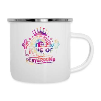 König des Spielplatzes Zurück zur Schule - Emaille-Tasse - Weiß - Rechts