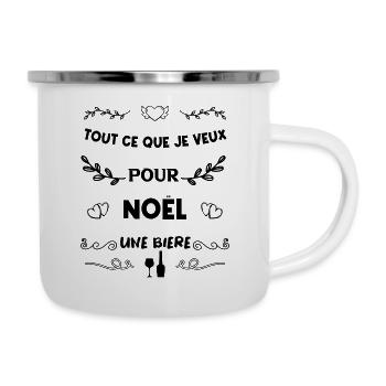 Tout ce que je veux pour Noël une bière T-shirt - Tasse émaillée - blanc - Droite