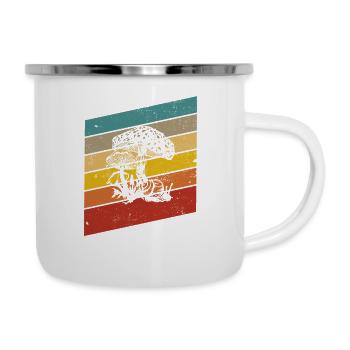 Mushroom Fungal Lover Retro Fungi Forest Gift idea - Emaille-Tasse - Weiß - Rechts