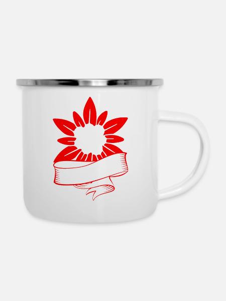 Schweizer Enzian - Emaille-Tasse - Weiß