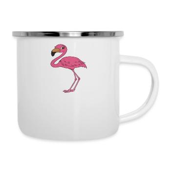 Drôles de graphismes flamants roses - Tasse émaillée - blanc - Droite