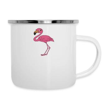 Drôles de graphismes flamants roses - Tasse émaillée - blanc - Droite