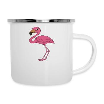 Drôles de graphismes flamants roses - Tasse émaillée - blanc - Droite