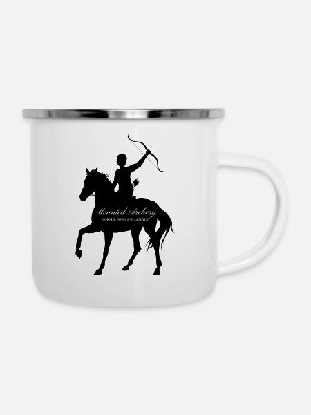 Bullseye montierter Bogenschütze - Emaille-Tasse - Weiß