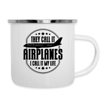 Flugzeug Pilot Flugzeuge Flugzeug Landung Geschenk - Emaille-Tasse - Weiß - Rechts