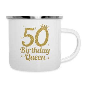 Anniversaire Reine 50 - Tasse émaillée - blanc - Droite