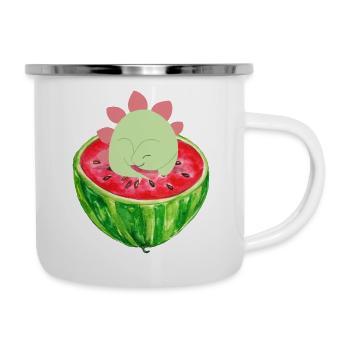 Cute dino on melon 💗 design for the family - Camper Mug - white - Right