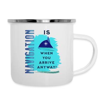 navigation sail boat sailor skipper compass gift - Camper Mug - white - Right