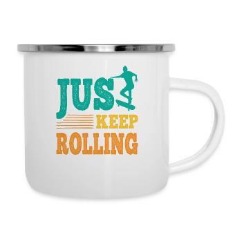Skater Just Keep Rolling - Vintage Skateboarder - Camper Mug - white - Right