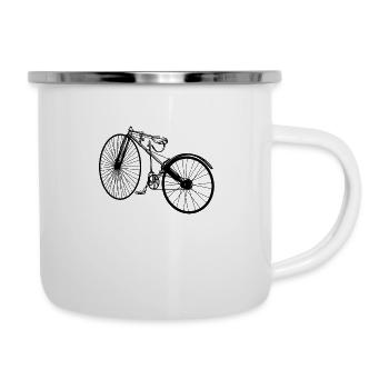 Schwarz Weiß Zeichnung - Bicyclette - Emaille-Tasse - Weiß - Rechts