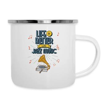 Life is better with jazz music - Tasse émaillée - blanc - Droite