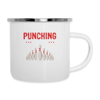 I Bowl Because Punching People Is Frowned Upon - Emaille-Tasse - Weiß - Rechts