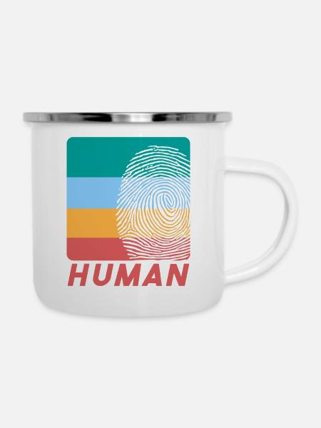 Human Fingerprints - Emaille-Tasse - Weiß
