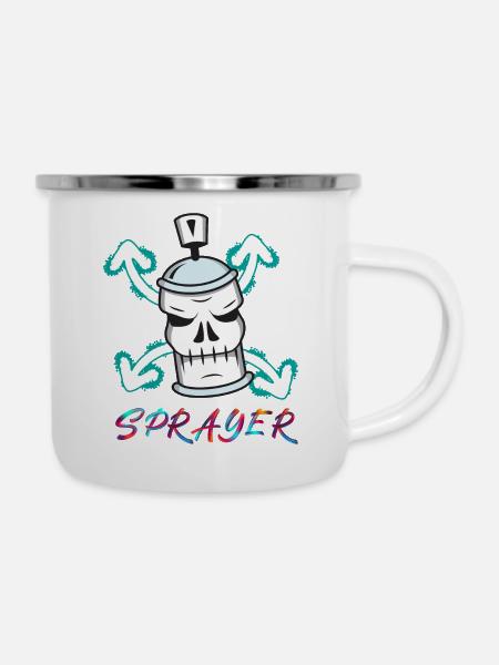 Sprayer - Emaille-Tasse - Weiß