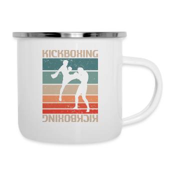 Retro Vintage Classic Kickboxing Kickboxer - Emaille-Tasse - Weiß - Rechts