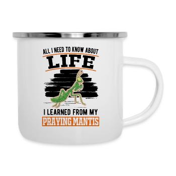 Gottesanbeterin Mantis Fangschrecke - Emaille-Tasse - Weiß - Rechts