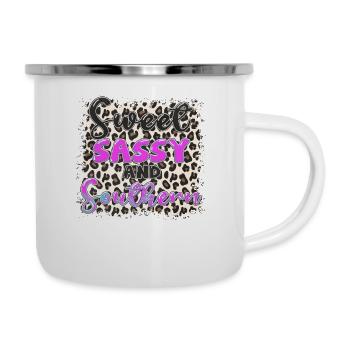 Country Musik ländlich Landei Countrymusiker Mom - Emaille-Tasse - Weiß - Rechts