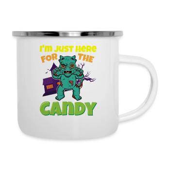I'm Just Here For The Candy Scary Halloween Beast - Emaille-Tasse - Weiß - Rechts