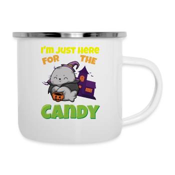 I'm Just Here For The Candy Scary Halloween Beast - Emaille-Tasse - Weiß - Rechts