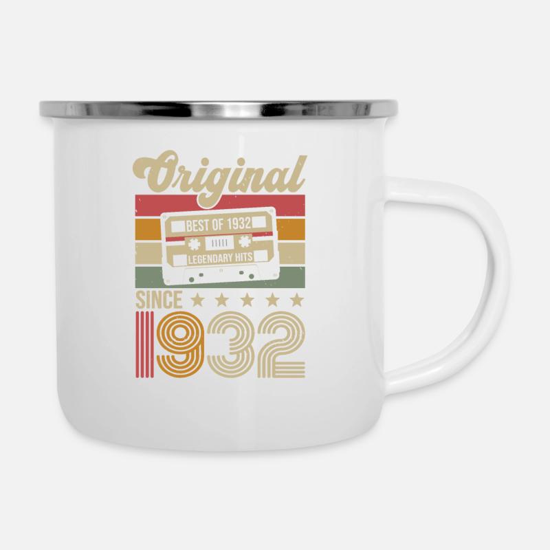 Vintage Geburtstag Original Geschenkidee 1932 - Emaille-Tasse - Weiß