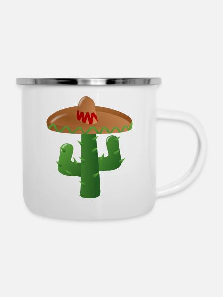 cactus - Emaille-Tasse - Weiß