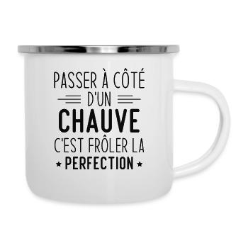 Chauve perfection, Cadeau humour homme chauve - Tasse émaillée - blanc - Droite