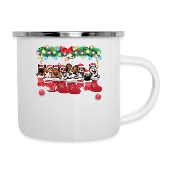 Différentes races de chiens dans les bas de Noël - Noël - Tasse émaillée - blanc - Droite
