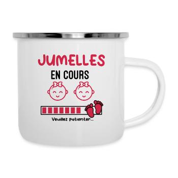 jumelles en cours cadeau annonce grossesse - Tasse émaillée - blanc - Droite