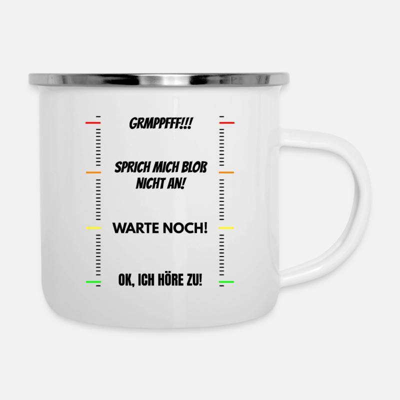Kaffee Spruch Morgenmuffel Geschenk fürs Büro - Emaille-Tasse - Weiß