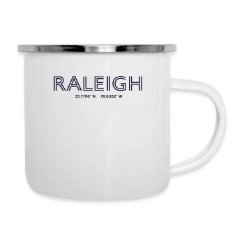 USA Stadt Koordinaten - Raleigh - Emaille-Tasse - Weiß - Rechts