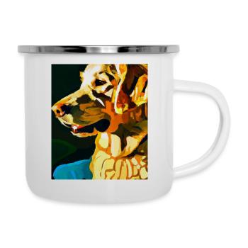 Golden Retriever Portrait Cubism Dog - Camper Mug - white - Right