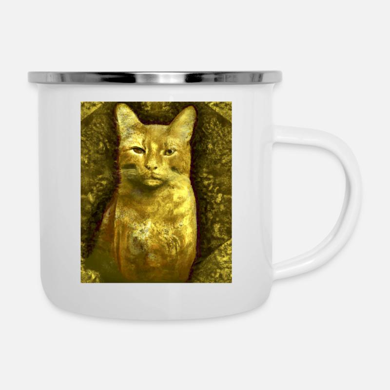 Chat Portrait Gustav Klimt Style Chat - Tasse émaillée - blanc