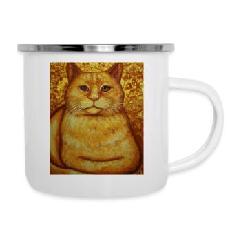 Cat Portrait Gustav Klimt Style Cat - Camper Mug - white - Right