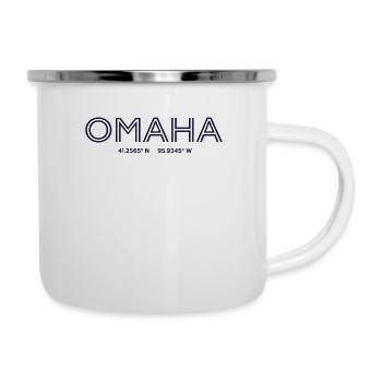 USA Stadt Koordinaten - Omaha - Emaille-Tasse - Weiß - Rechts