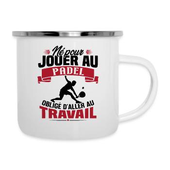 Né pour jouer au padel - Cadeau joueur de padel - Tasse émaillée - blanc - Droite