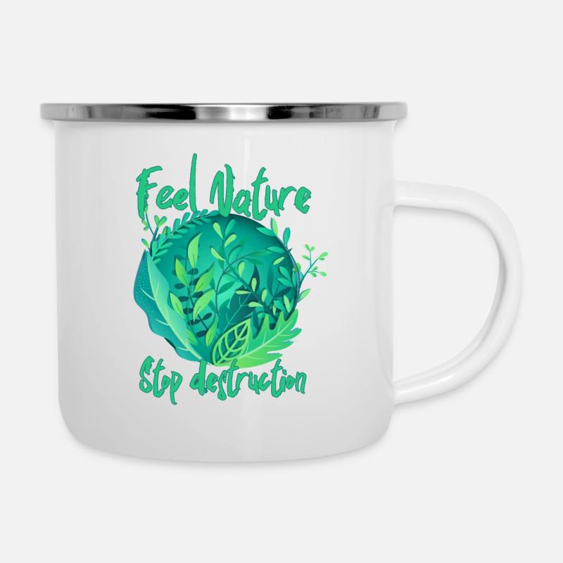 Feel Nature - Emaille-Tasse - Weiß
