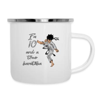 Ich bin 10 - Jungen Karate - Emaille-Tasse - Weiß - Rechts