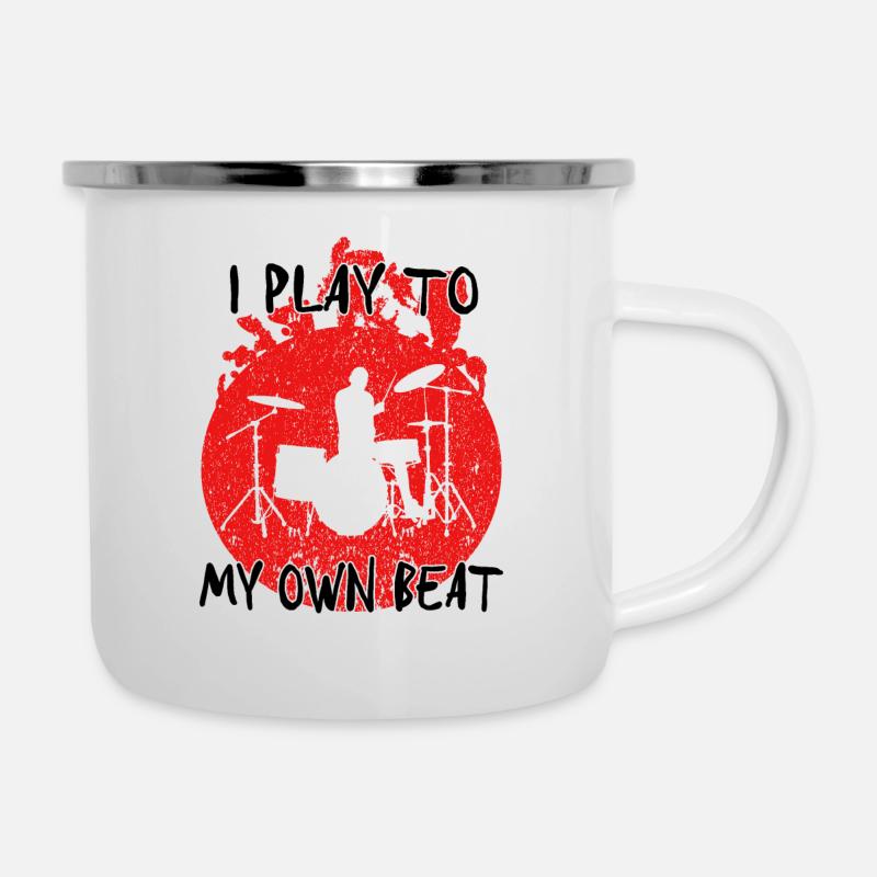 I Play To My Own Beat Drumset Drummer Gift Idea - Camper Mug - white