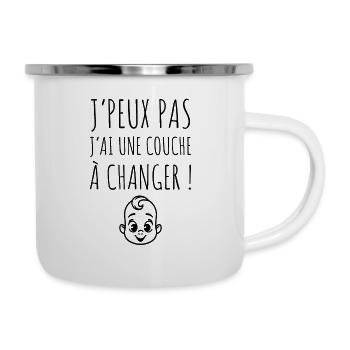 puéricultrice / puériculture / enfant / bébé - Tasse émaillée - blanc - Droite
