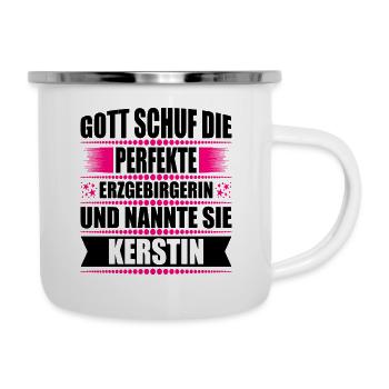 Erzgebirge Frau Namen Sachsen Kerstin - Emaille-Tasse - Weiß - Rechts