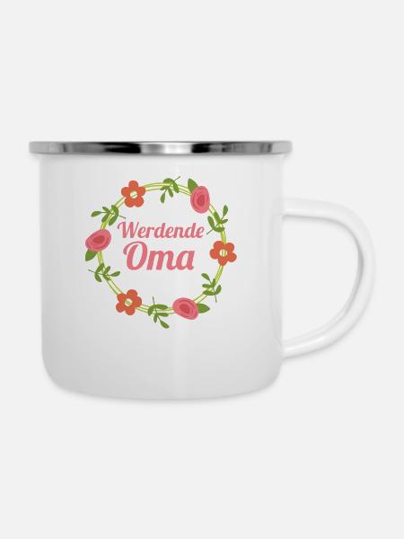 Werdende Oma Großmutter Geschenk - Emaille-Tasse - Weiß